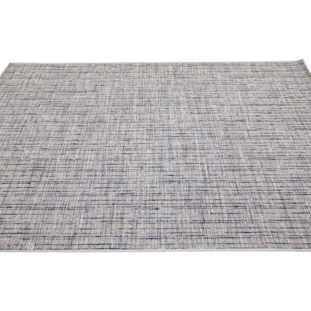 2010s 2010s Gray Contemporary Texture Hand Loomed Wool Rug With Strie Design For Sale - Image 5 of 7