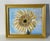 Abstract 1970s Abstract Sunflower Painting Artist Signed in Dark Rustic Frame For Sale - Image 3 of 5