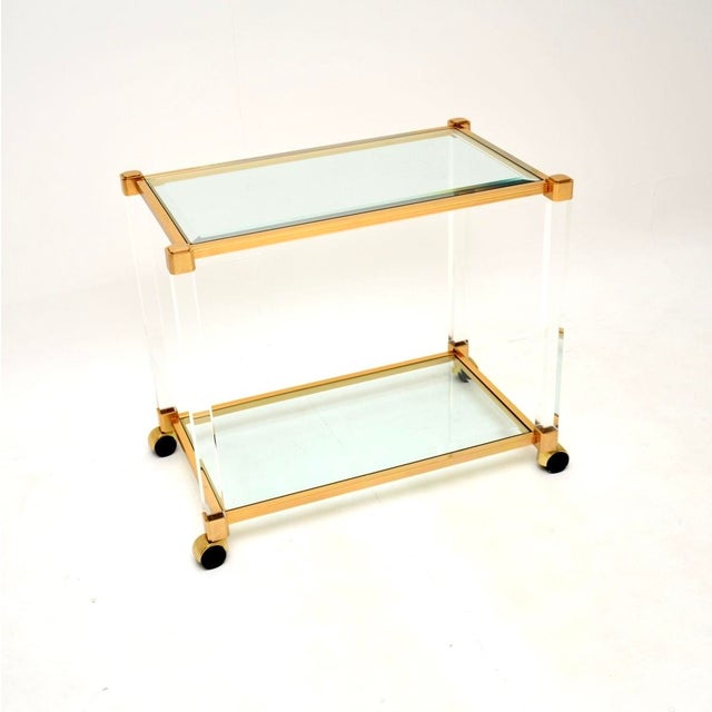 Vintage French Acrylic Glass and Gold-Plated Drinks Trolley, 1970s For Sale - Image 10 of 10