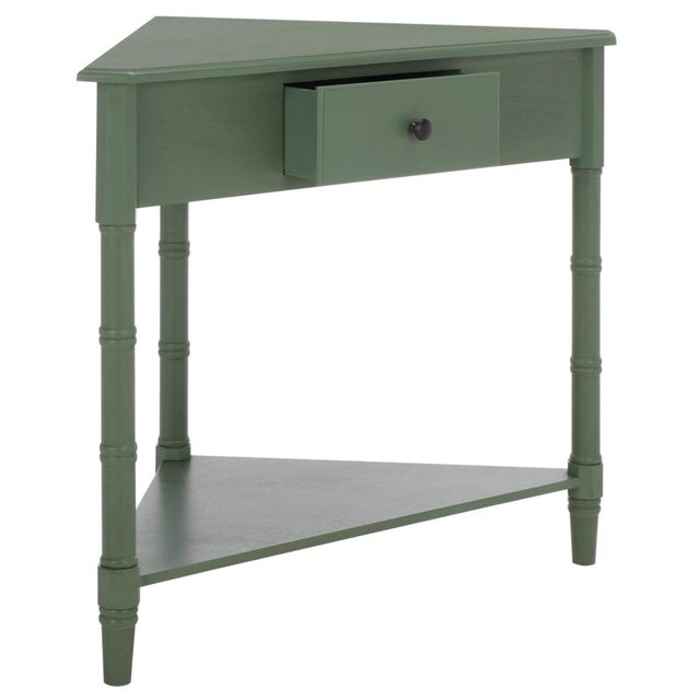 Green Gomez 1 Drawer 1 Shelf Corner Table in Dusty Green For Sale - Image 8 of 10