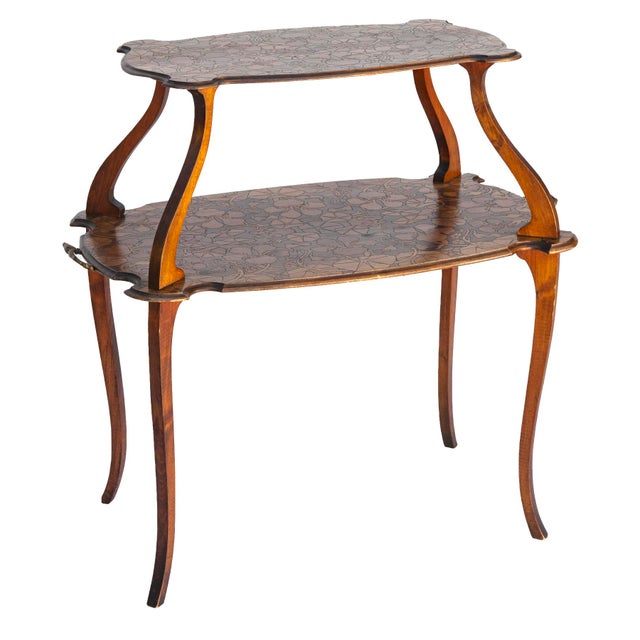 Art Nouveau Engraved Tea Table For Sale - Image 4 of 14