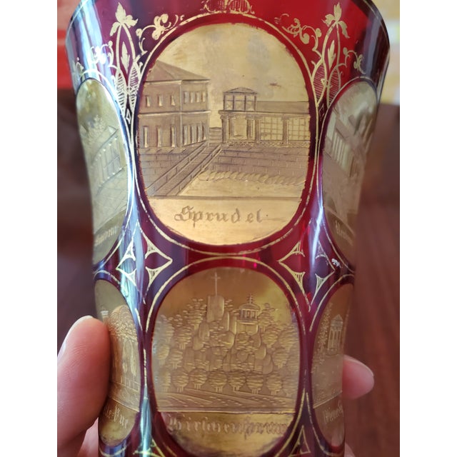 Late 19th Century Large Antique Museum Moser Bohemian Gold-Tone Glass Goblet For Sale - Image 5 of 10