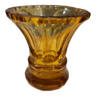 1930s Bohemian Amber Art Glass Vase For Sale