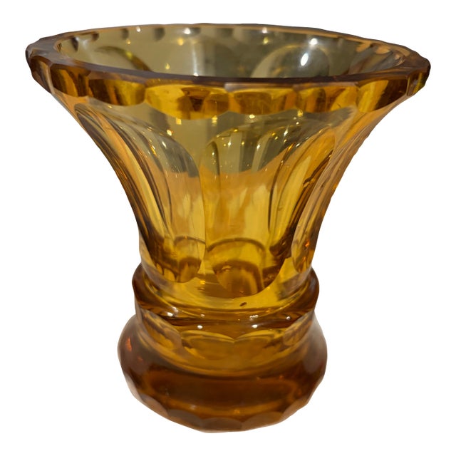 1930s Bohemian Amber Art Glass Vase For Sale