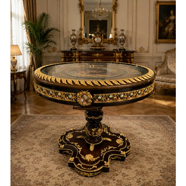 Make a bold statement with this magnificent Rococo-inspired round dining table, designed to bring dramatic elegance and...