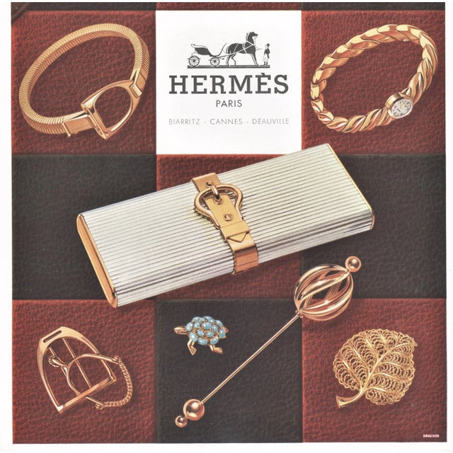 Hermès Pair-Vintage Mid-Century Hermes Jewelry Advertising Prints For Sale - Image 4 of 9