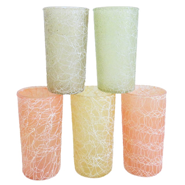 Mid-Century Modern 1950s Color Craft Spaghetti String Pitcher & Glasses For Sale - Image 3 of 6