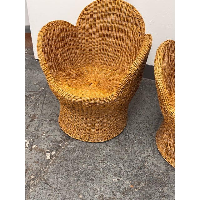 Floral Vintage Boho Style Wicker Lounge Chairs, Pair For Sale - Image 10 of 12