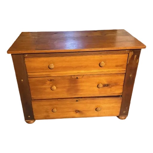 Antique Pine Three Drawer Dresser For Sale