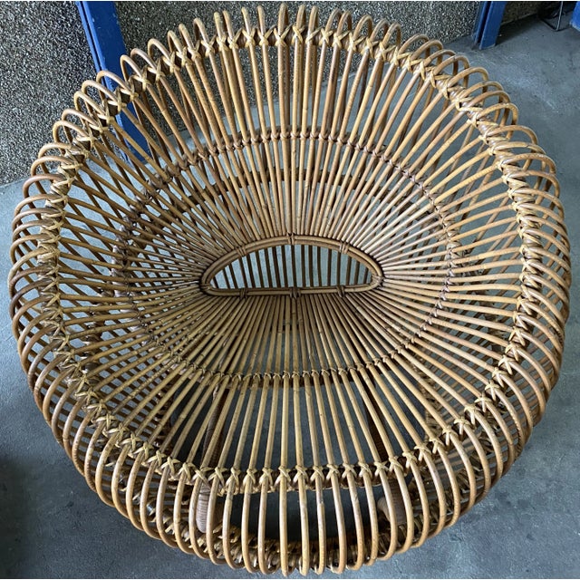 Pair Franco Albini 1960s Rare Rattan Sculptural Mid Century Lounge Chairs, Attributed To For Sale - Image 9 of 12