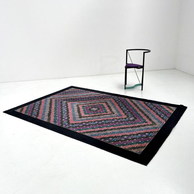 Postmodern Large Geometric Wool Rug from Missoni, 1980s For Sale - Image 3 of 9