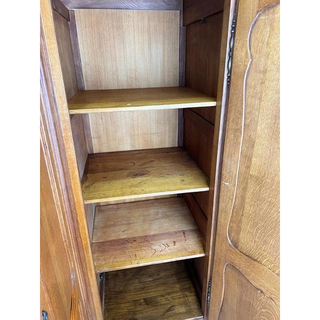 Vintage French Louis XVI Style Carved Oak 4-Door Wardrobe For Sale - Image 14 of 18