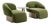 Set of 2 Right Arm and Left Arm Accent Chairs , Lounge Chairs in Green For Sale