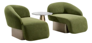 Set of 2 Right Arm and Left Arm Accent Chairs , Lounge Chairs in Green
