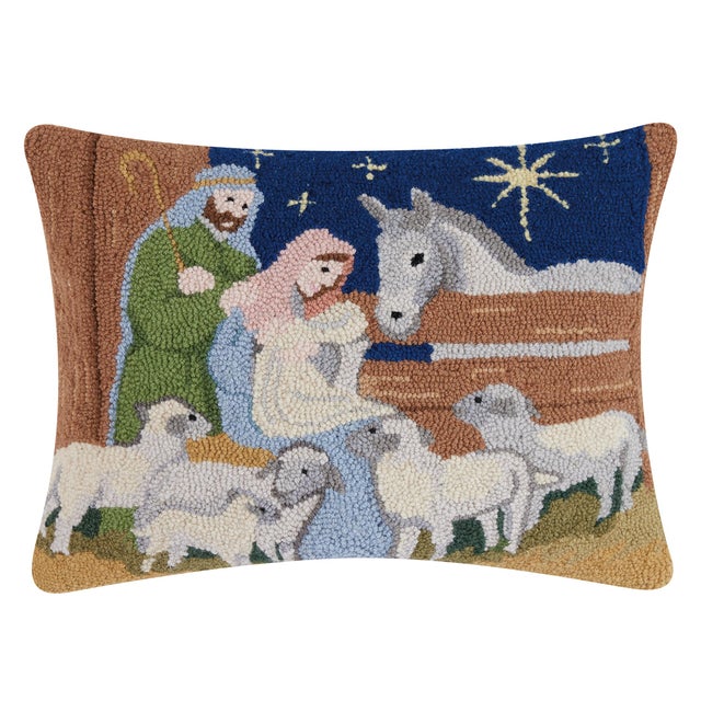 Traditional Nativity Hook Pillow 16" x 20" For Sale - Image 3 of 3