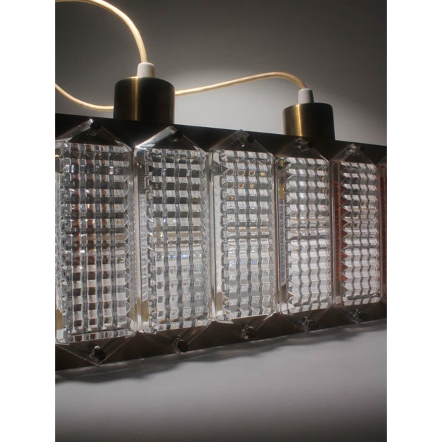 Mid-Century Modern Mid-Century Modern Crystal and Brass Pendant Light by Wiktor Berndt for Flygsfors, Sweden, 1960 For Sale - Image 3 of 9