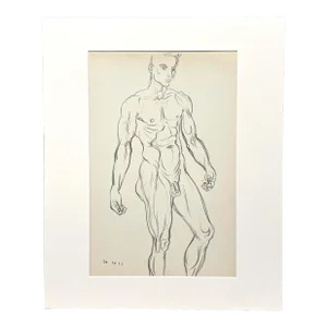 Vintage Male Erotica, 1951 Pencil on Paper Figure Study by Artist Harold Haydon