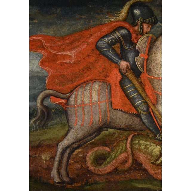 Alessio Baldovinetti Cerchia, Saint George and the Dragon, 1490, Oil on Panel, Framed For Sale - Image 10 of 14