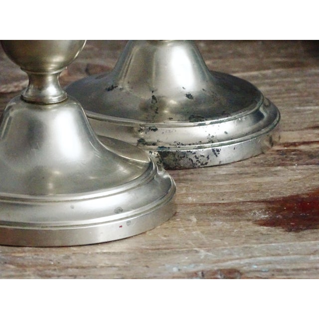 1870s Pair Antique Bmf Candlesticks Nickel Silver For Sale - Image 6 of 12
