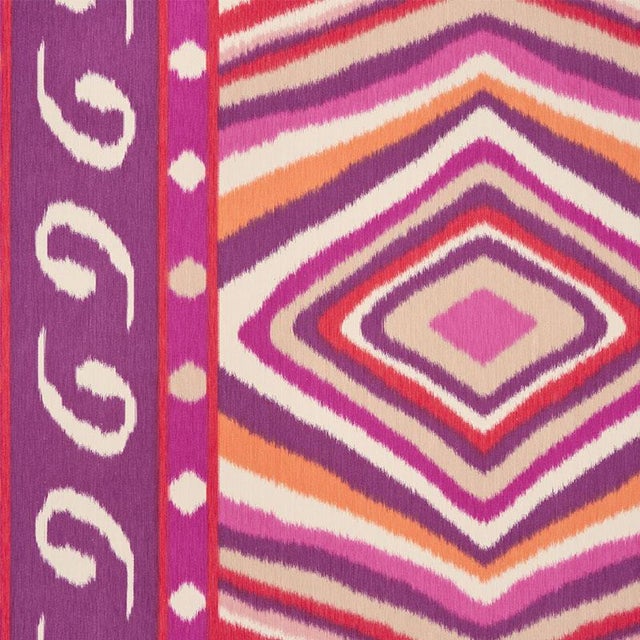 Traditional Sample - Schumacher X Johnson Hartig Terence Ikat Fabric in Magenta For Sale - Image 3 of 3