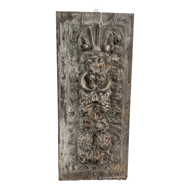 Early 1900s Carved Wood Architectural Panel For Sale