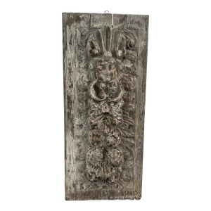 Early 1900s Carved Wood Architectural Panel