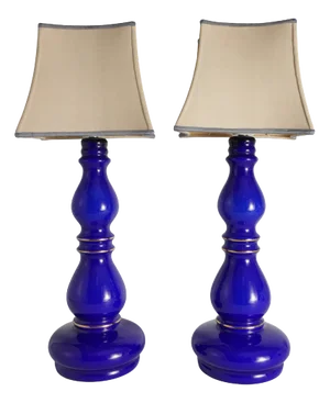 Baluster-Shaped Cobalt Blue Glass Table Lamps from Rosdala Glassworks, 1960s, Set of 2