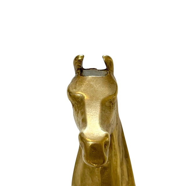 Mid 20th Century Pair Vintage Brass Equestrian Horse Wall Coat Hooks For Sale - Image 4 of 7