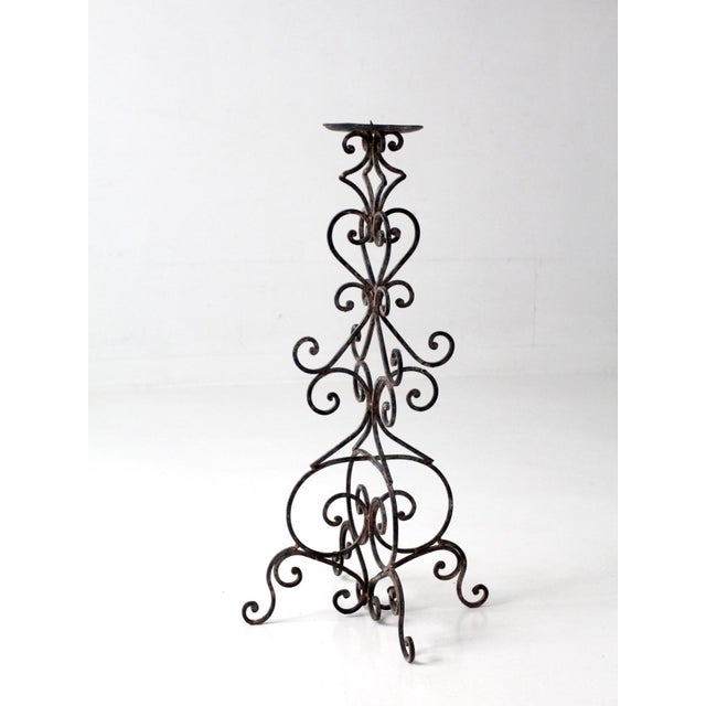 Mid 20th Century Vintage Scrollwork Iron Candle Stand For Sale - Image 5 of 17