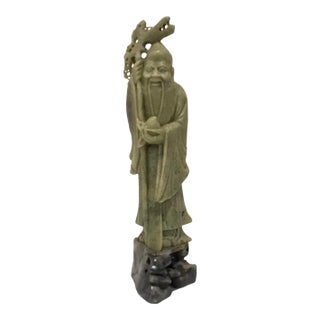 Vintage Craved Jade Sculpture of a Man For Sale