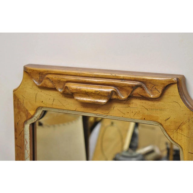 Bassett Furniture Vintage Italian Hollywood Regency Ribbon Scroll Carved Wood Wall Mirror - A Pair For Sale - Image 4 of 11
