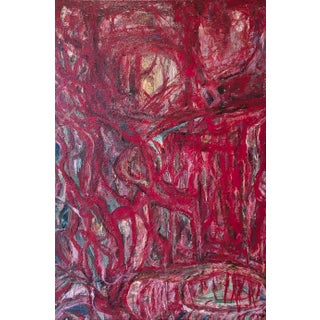Kristi Haines Herman “Familial Pedestal” Contemporary Gestural Red Abstract Expressionist Painting, 2024 For Sale