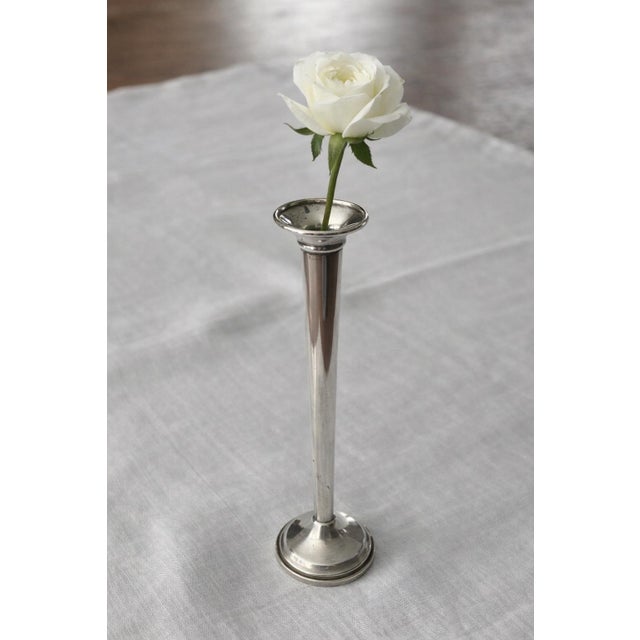 Refined and understated, this vintage sterling silver bud vase features a classic trumpet form with a weighted base for...