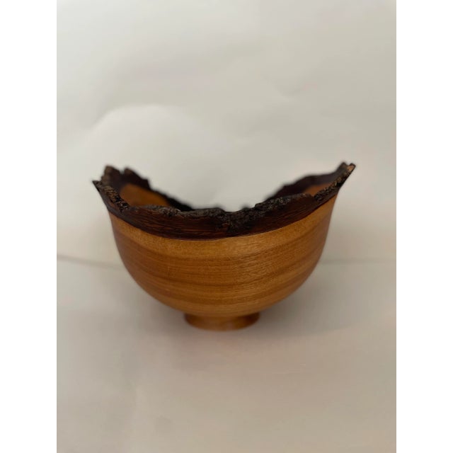 Traditional Hand Turned Butternut Walnut & Live Edge Bowl For Sale - Image 3 of 9