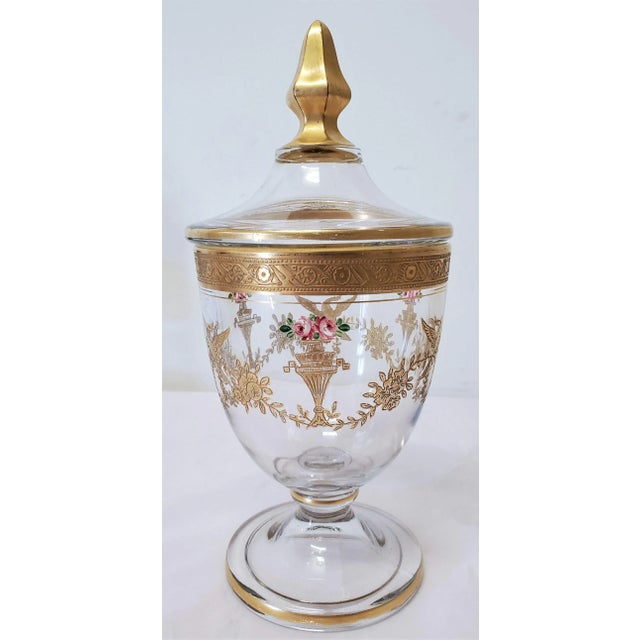 Mid 19th Century French 40s Gilt Crystal Candy Dish With Lid For Sale - Image 4 of 8