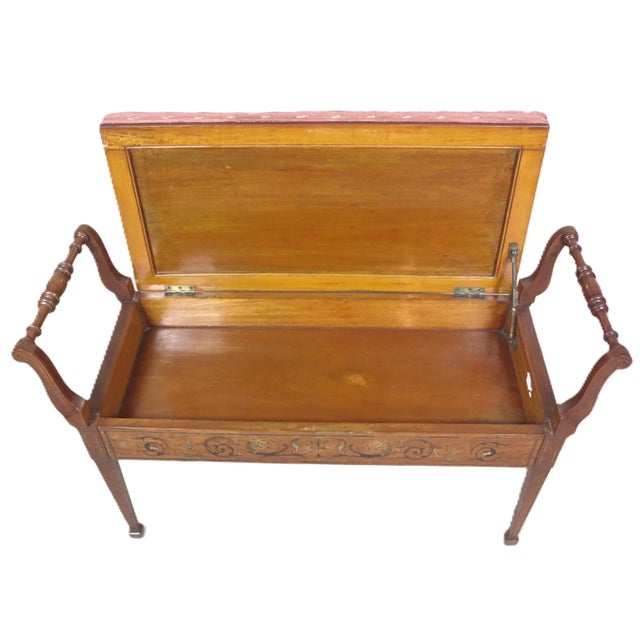 Edwardian Period English Duet Bench For Sale - Image 9 of 12