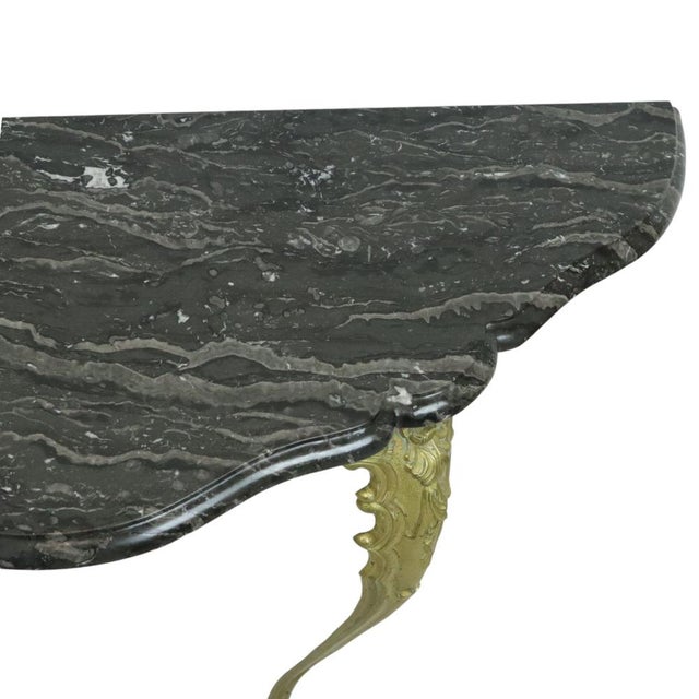 French Marble Console Table with Ornate Brass Legs, 1950s For Sale - Image 16 of 17