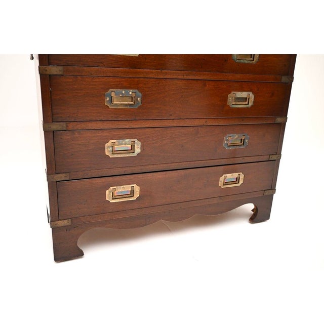 Antique Military Campaign Chest of Drawers, 1930 For Sale - Image 9 of 11