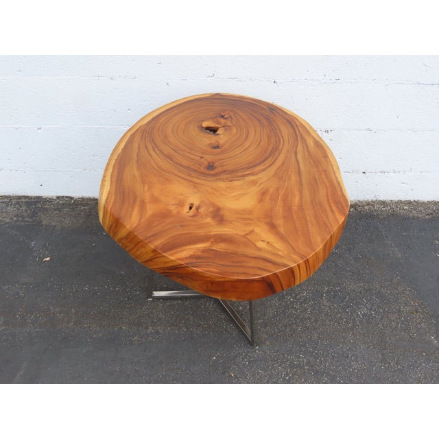 Rustic Natural Live Edge Wood Tree Slice Side Small End Coffee Table 6890 For Sale - Image 14 of 17