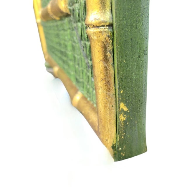 Lane Furniture Vintage Customized Painted Green Faux Croc Faux Bamboo Iron Dry Bar Storage Cabinet by Lane For Sale - Image 4 of 18