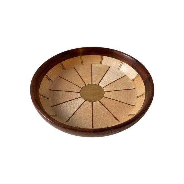 Wood Artisan Multiple Wood Mosaic Bowl Signed For Sale - Image 7 of 9