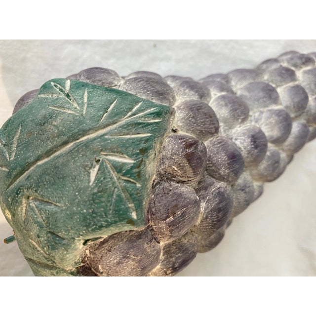 1980s Arts and Crafts Carved Wood Bananas and Grapes - 2 Pieces For Sale - Image 9 of 13