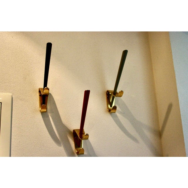 Vintage Wall-Mounted Coat Racks from Karl Aubock, 1950, Set of 3 For Sale - Image 4 of 9