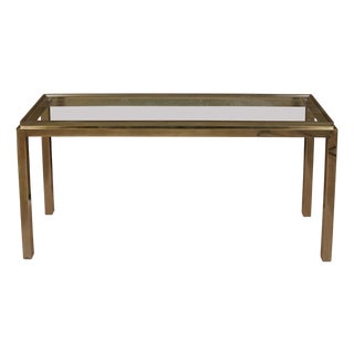 Deco Style Brass and Glass Console Table For Sale