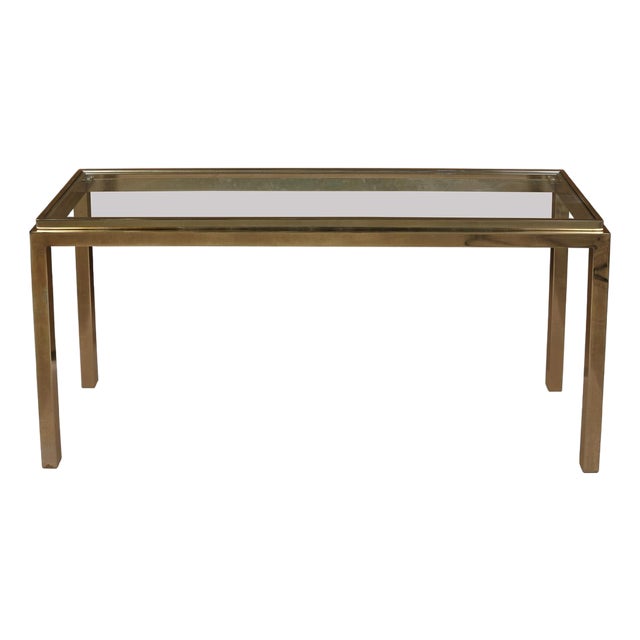 Deco Style Brass and Glass Console Table For Sale