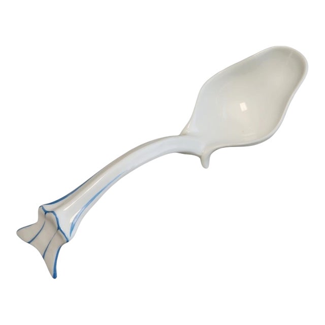 19th Century English Victorian Blue and White Ladle For Sale