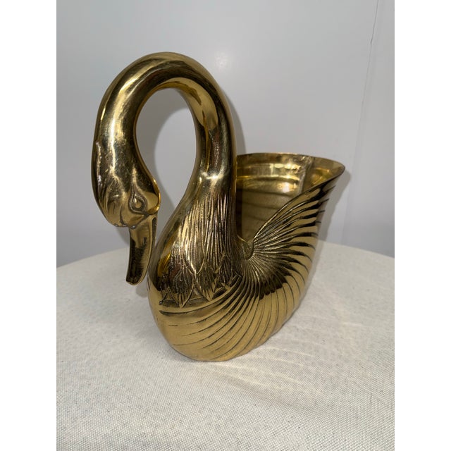 1980s Brass Swan Planter For Sale - Image 9 of 9