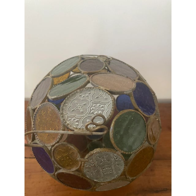 1910s Pendant Light With Vitrail Facet For Sale - Image 4 of 10