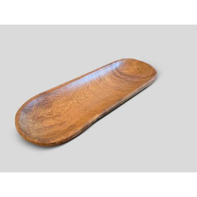 2010s Andrianna Shamaris Oval Teak Wood Platter For Sale - Image 5 of 5