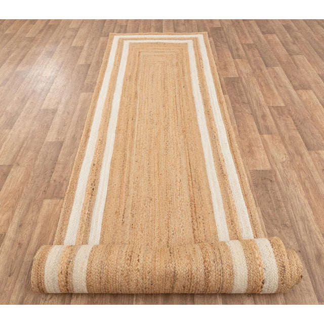 White Jute Braided Handmade Bohemian Runner - 2.5x8 Ft. For Sale - Image 6 of 10